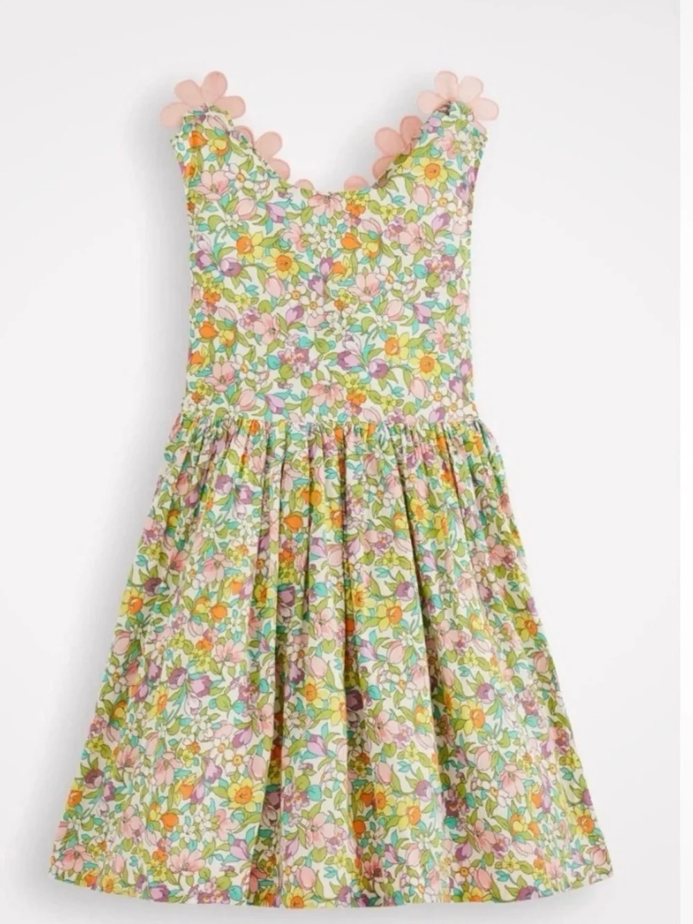 Mini Boden Cross-back Dress Soft Ivory Florabunda 5-6.